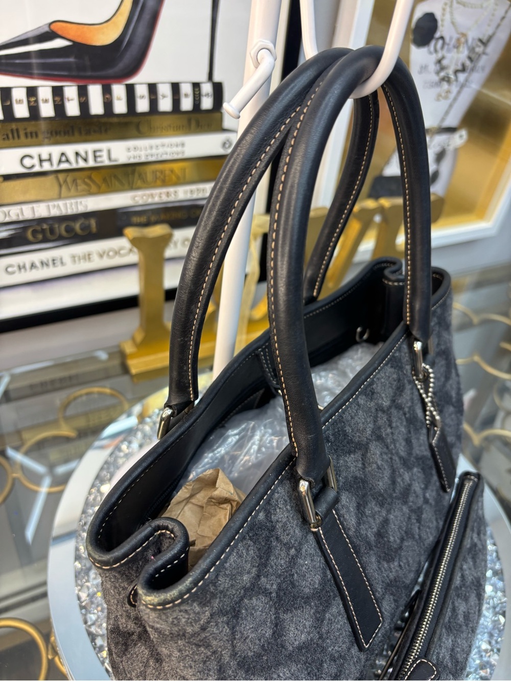 Coach 2001 vintage Hamptons Wool Carryall Tote w/ its matching pouch EUC - Picture 9 of 15